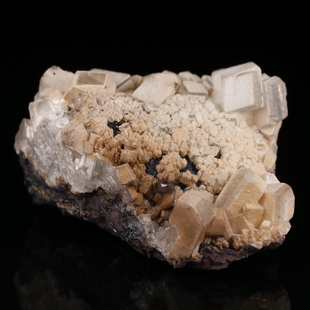 Epitaxial Calcite On Calcite With Hausmannite