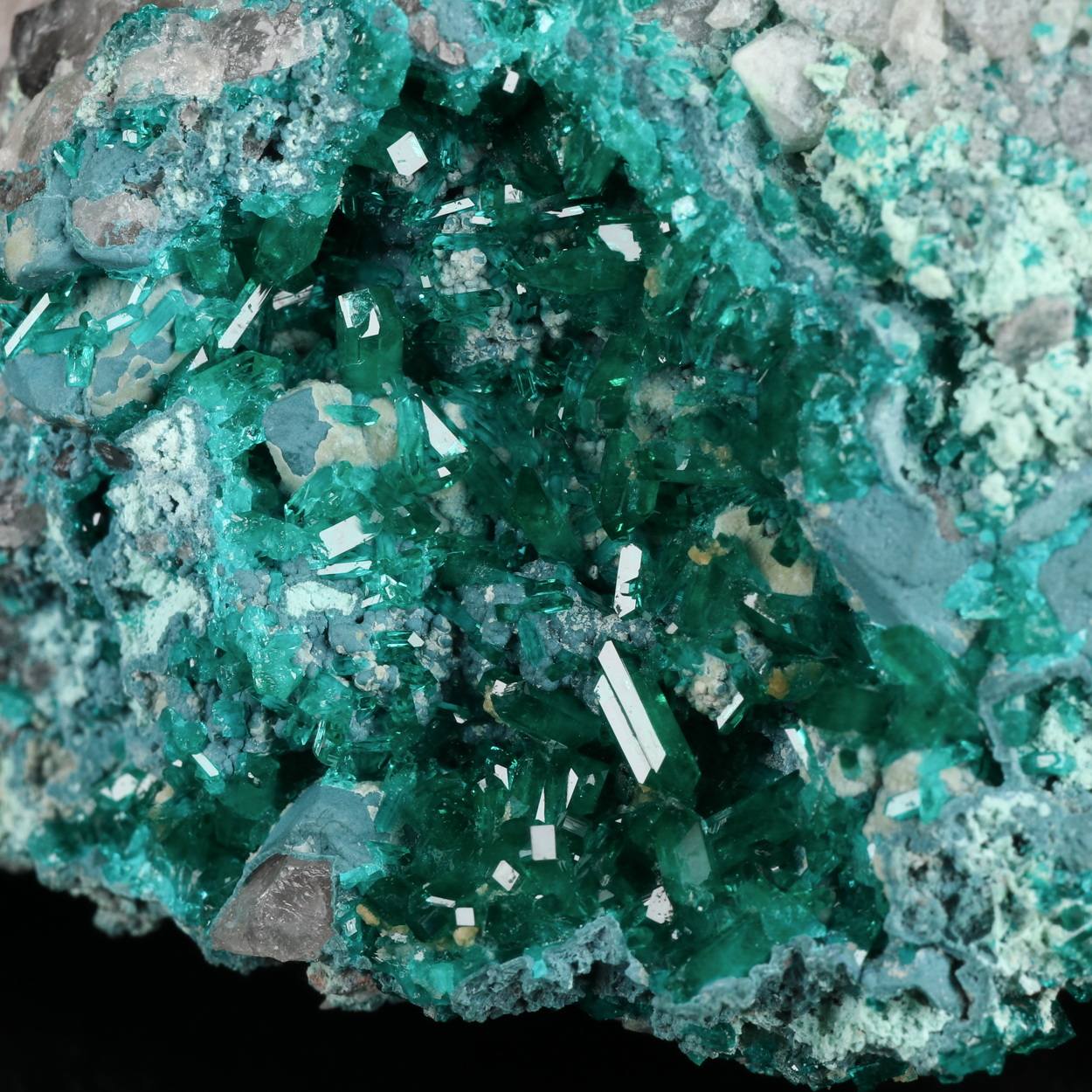 Dioptase & Shattuckite On Quartz