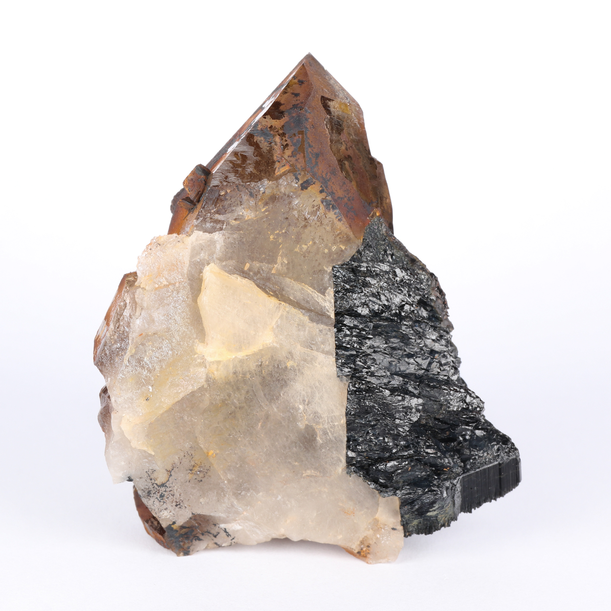 Goethite Psm Siderite On Quartz With Schorl