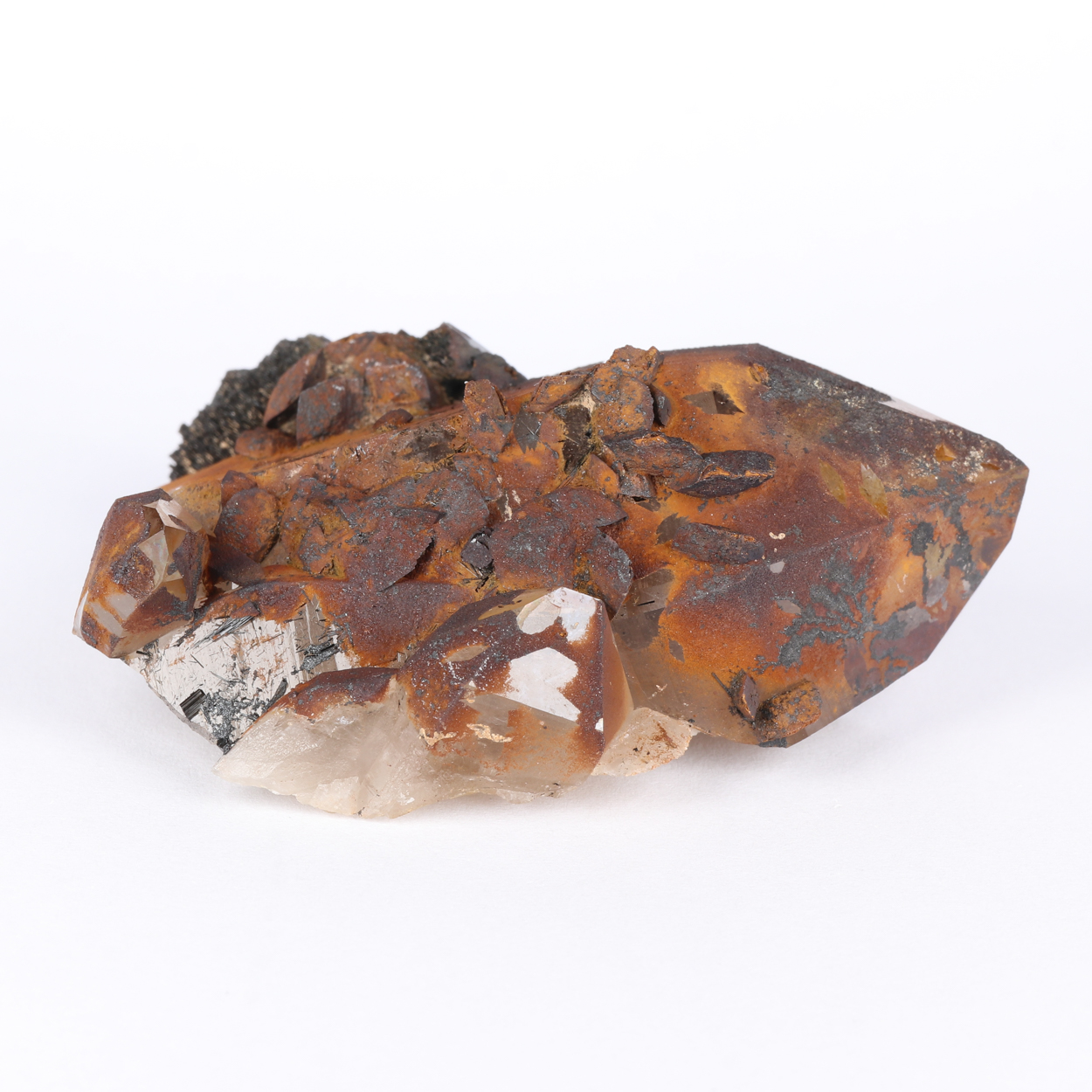 Goethite Psm Siderite On Quartz With Schorl