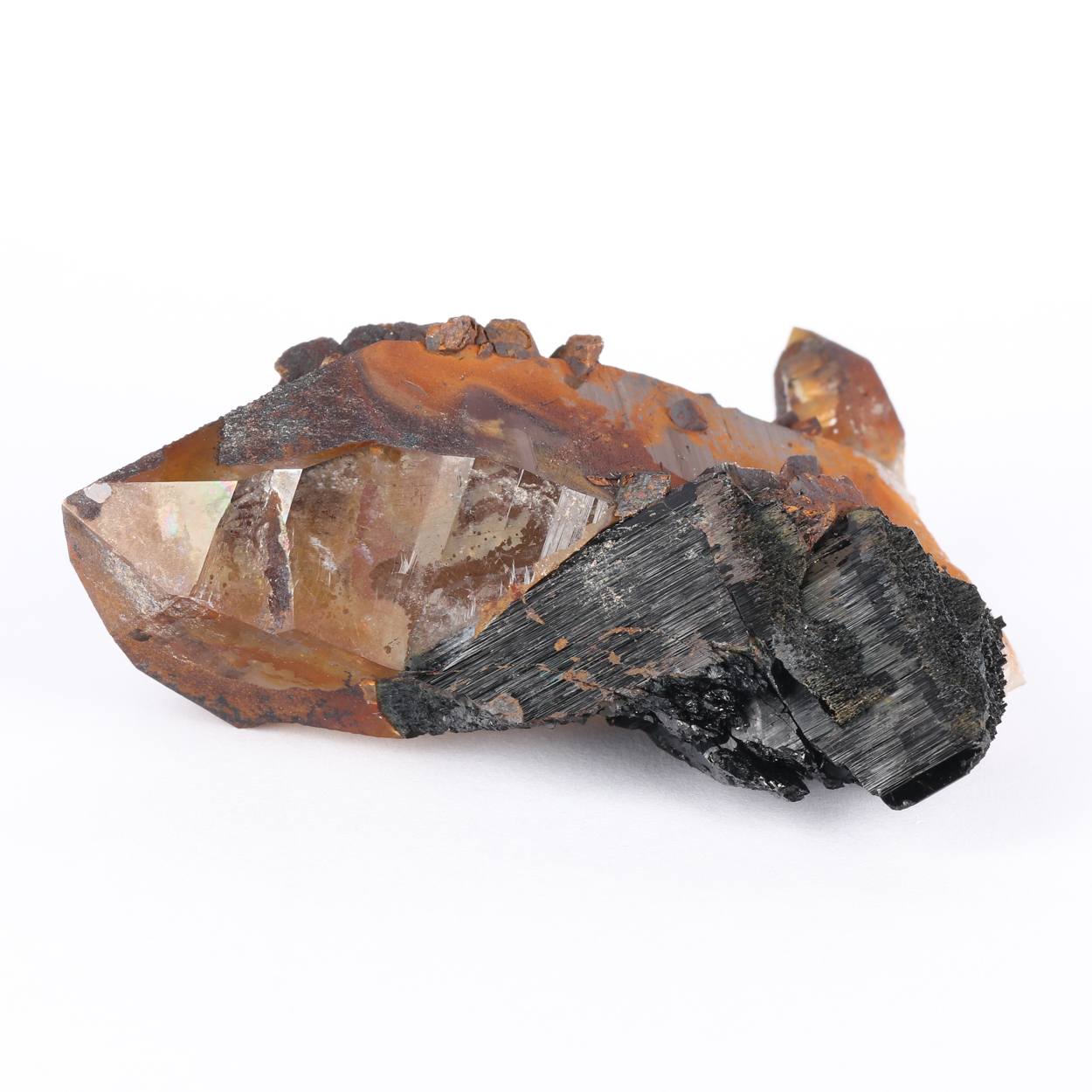 Goethite Psm Siderite On Quartz With Schorl