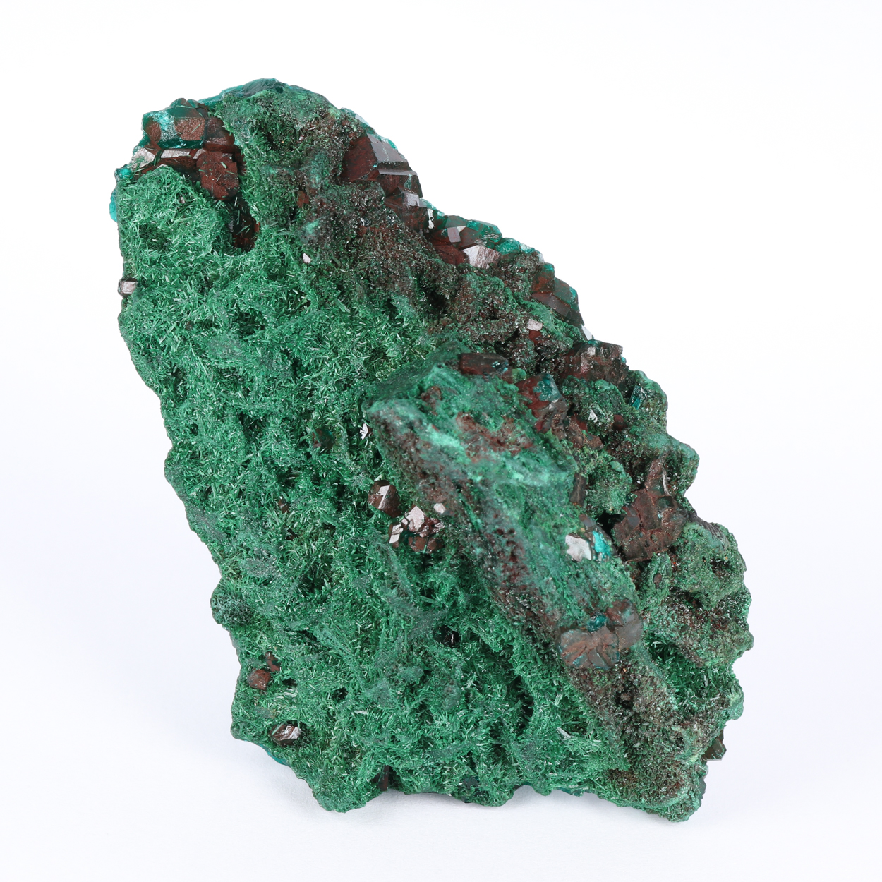 Malachite On Dioptase With Hematite
