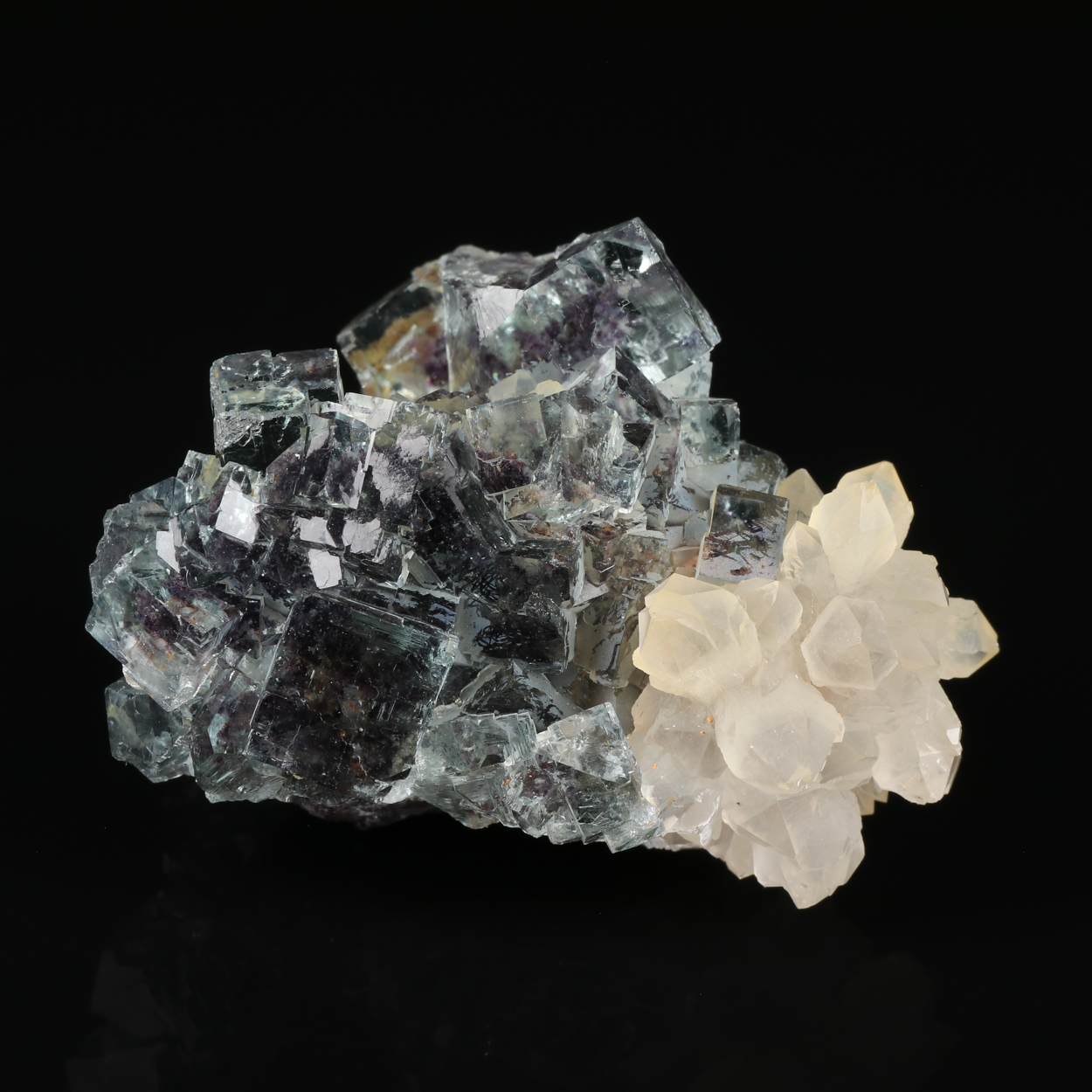 Quartz On Fluorite
