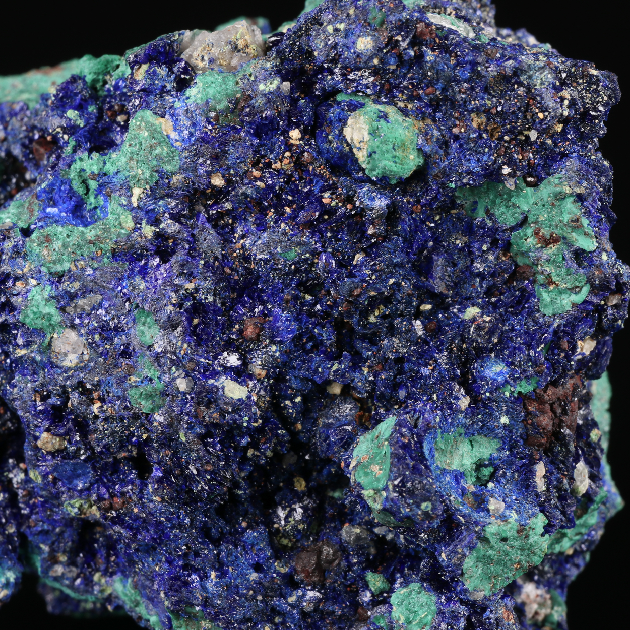 Azurite On Malachite