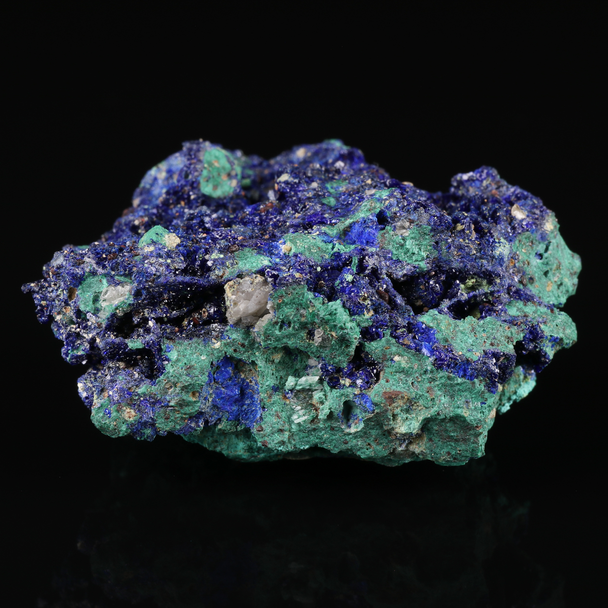 Azurite On Malachite