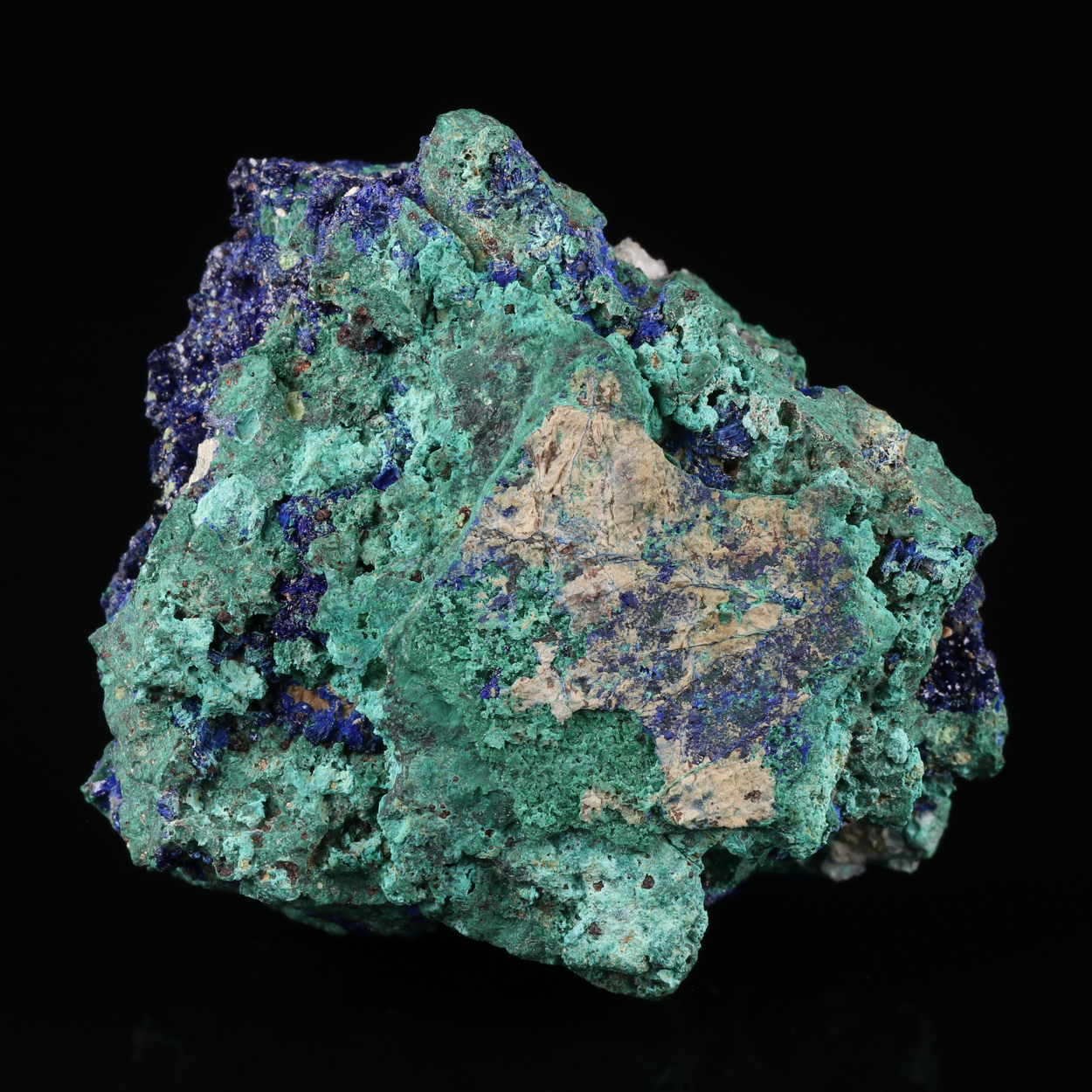 Azurite On Malachite