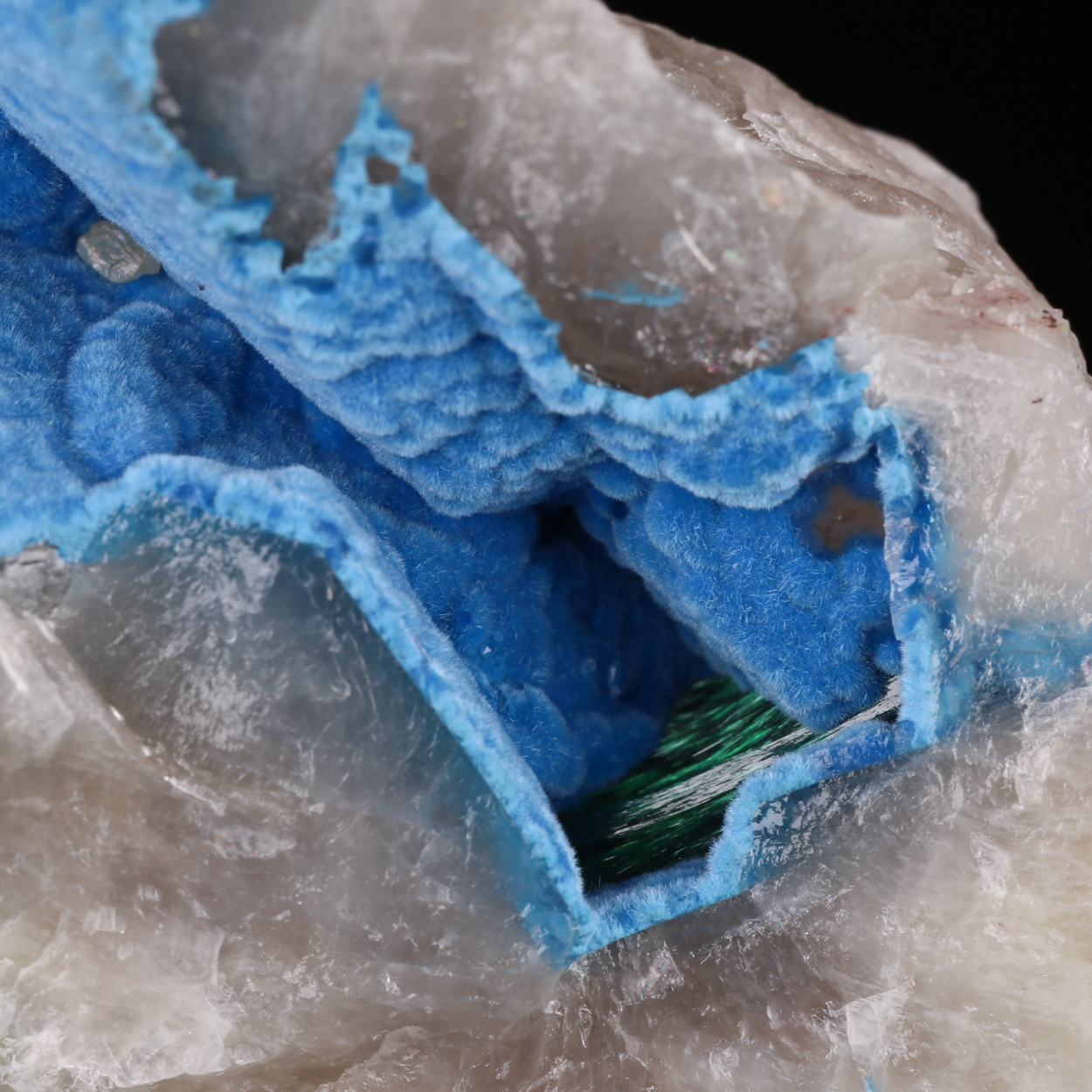 Malachite & Shattuckite On Quartz