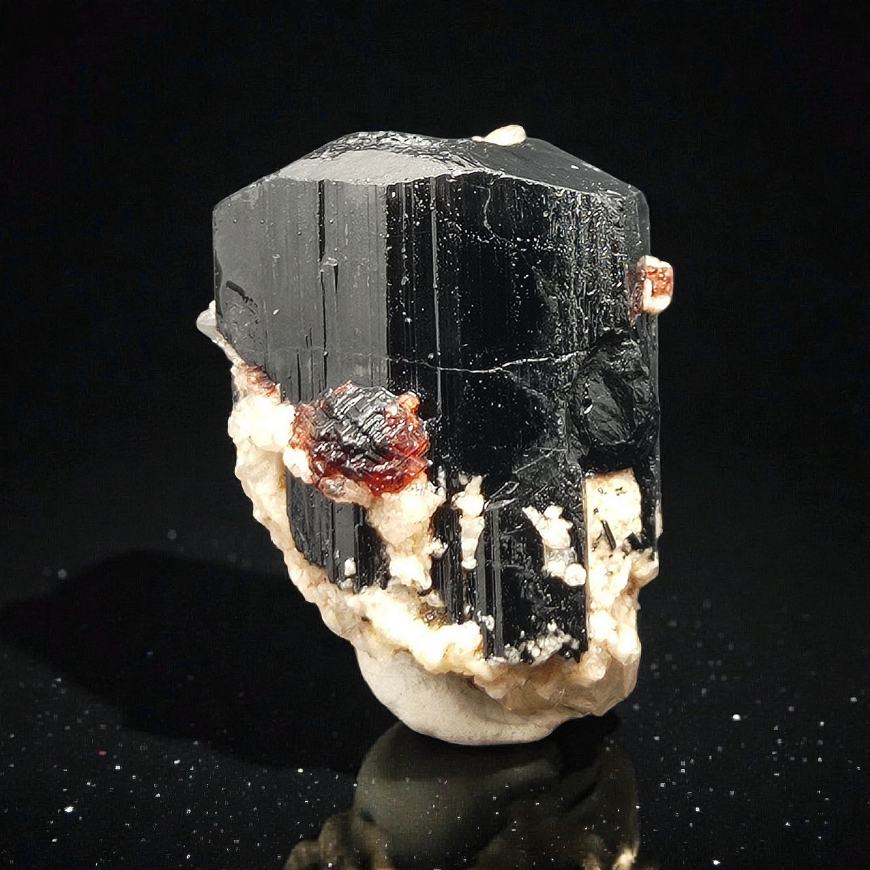 Spessartine Var Garnet With Schorl & Quartz