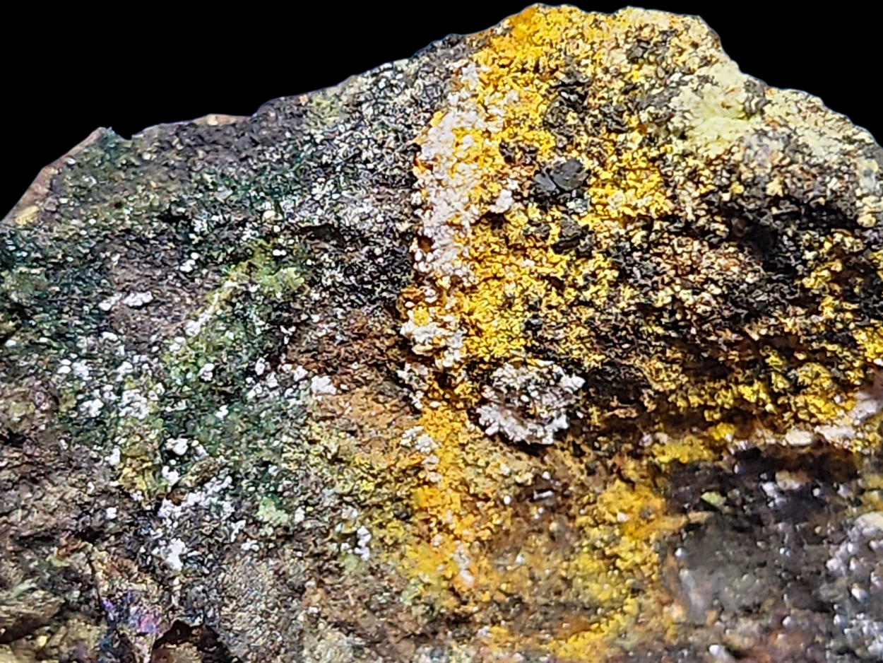 Zippeite With Andersonite On Uraninite & Pyrite
