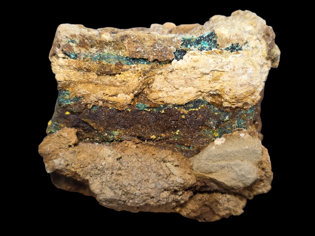 Deliensite On Uraninite With Ferricopiapite & Ferrinatrite