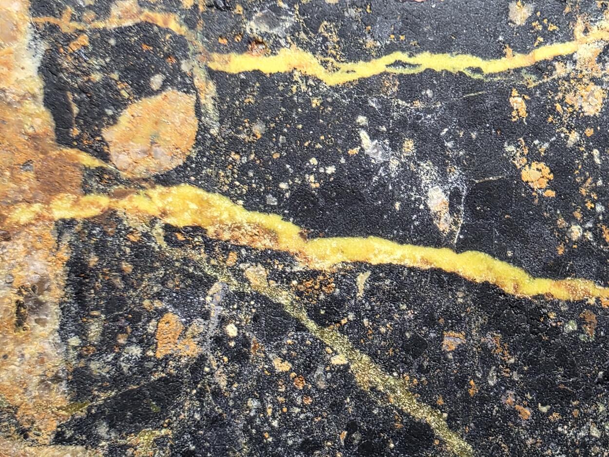 Uranophane With Gummite In Uraninite