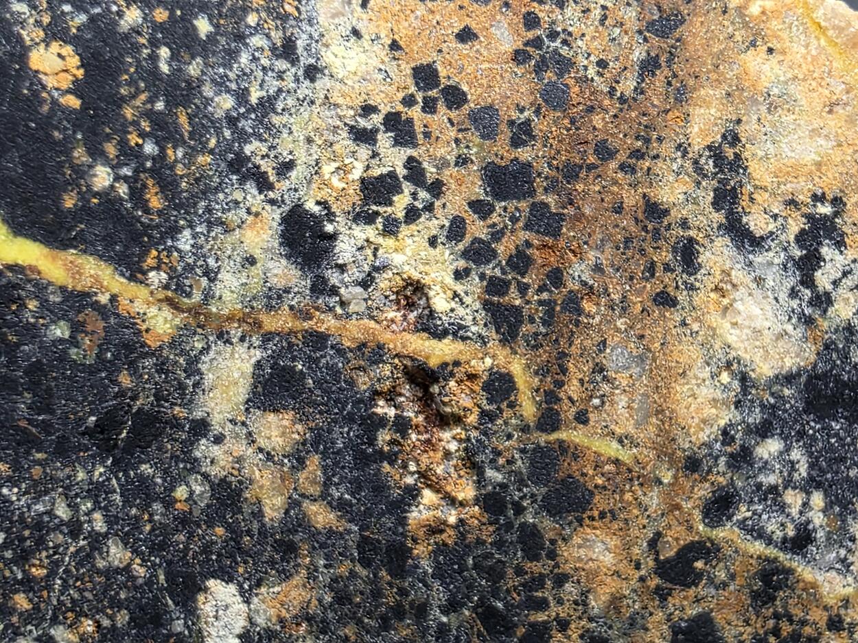 Uranophane With Gummite In Uraninite