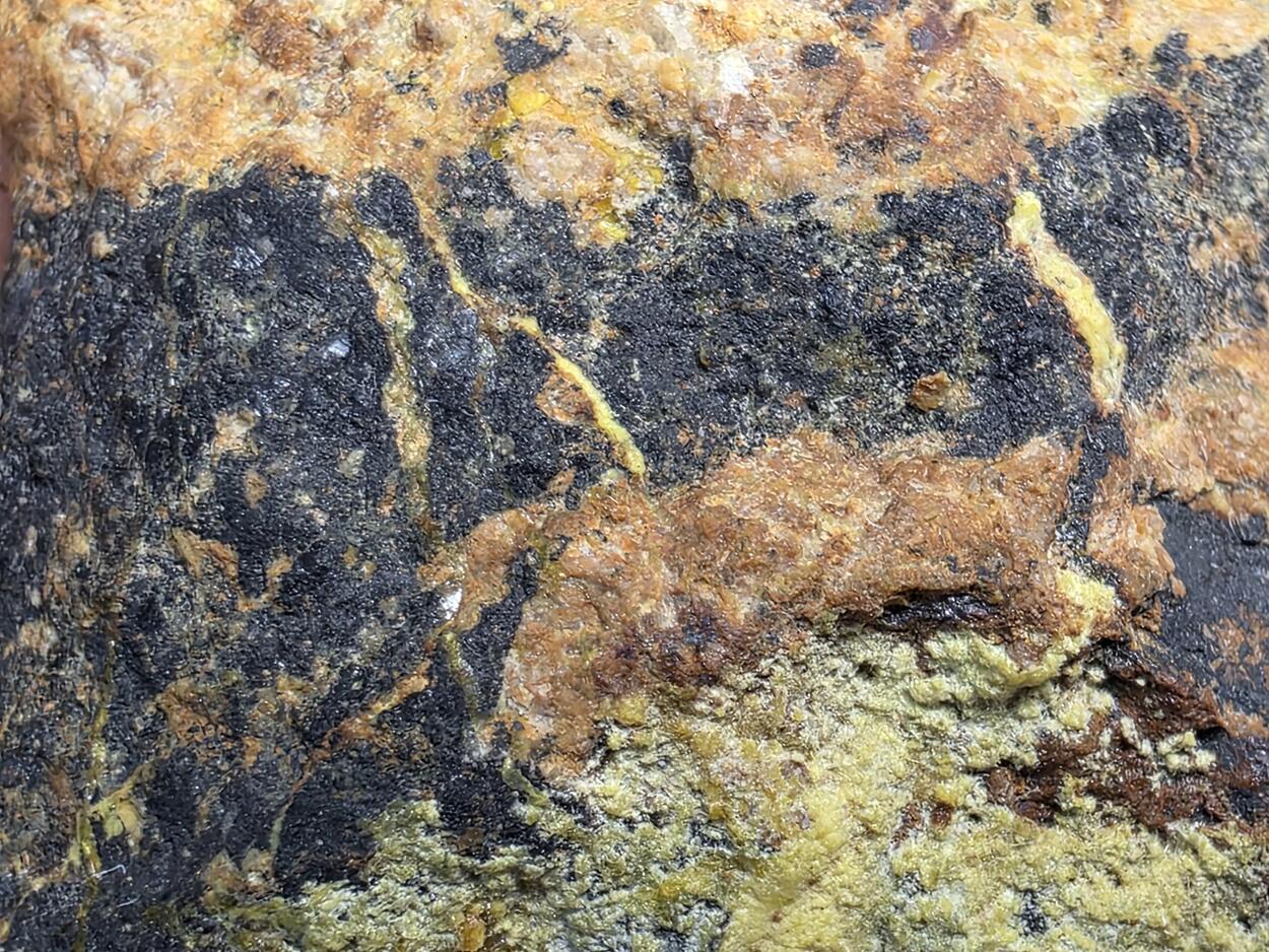 Uranophane With Gummite In Uraninite