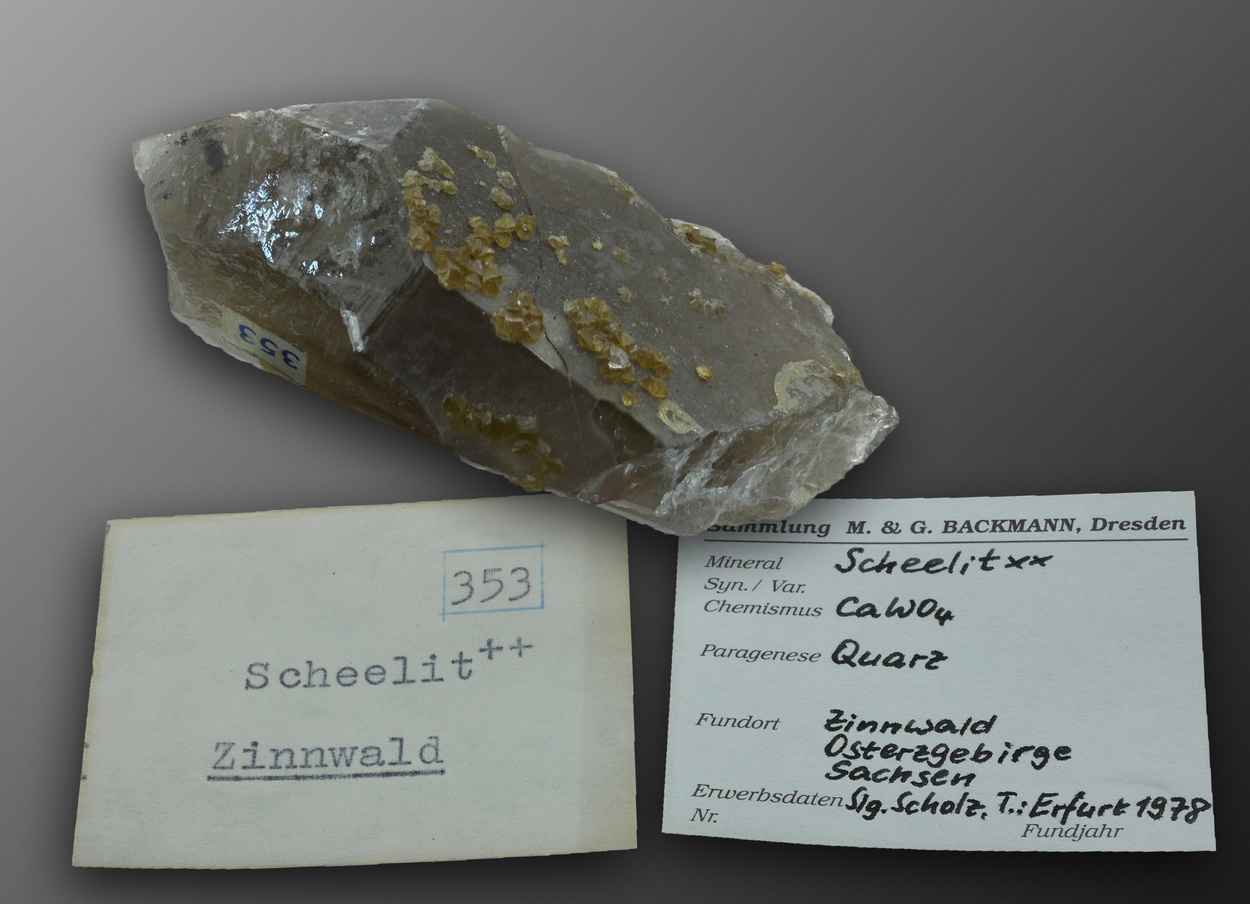 Scheelite On Smoky Quartz