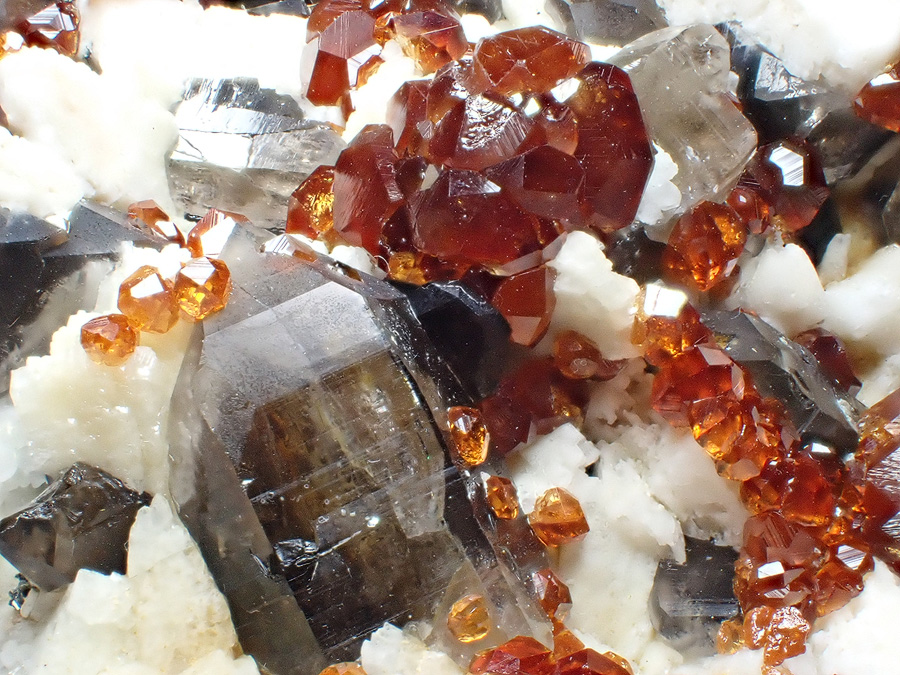 Spessartine Smoky Quartz & Orthoclase