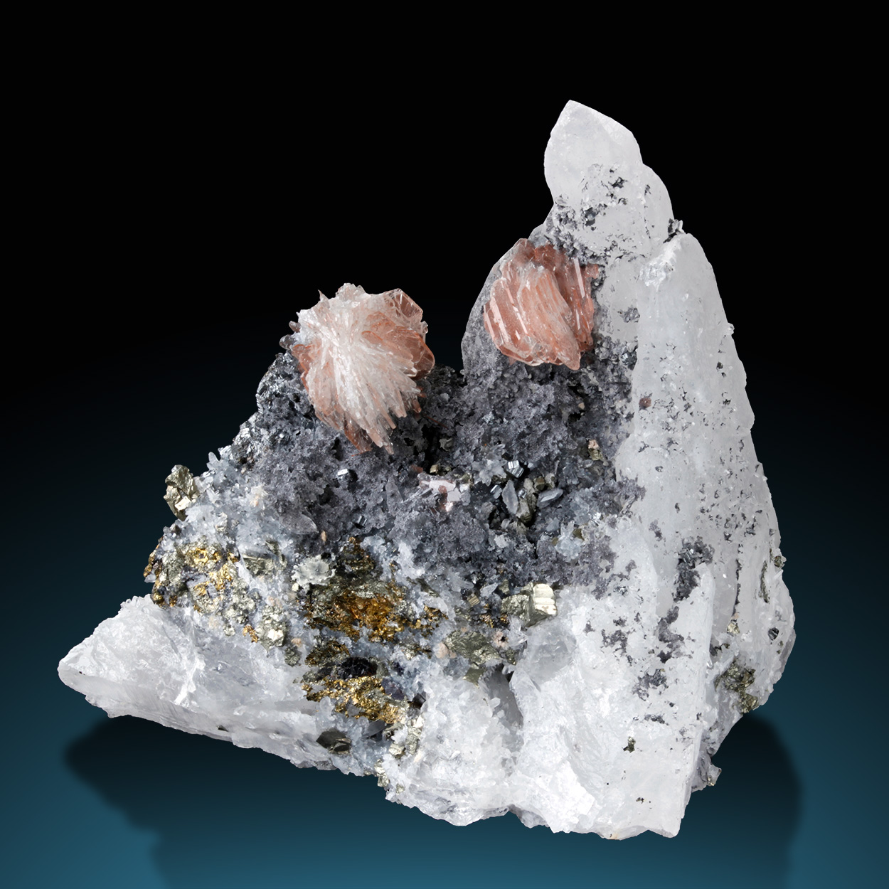 Baryte Realgar Chalcopyrite & Quartz