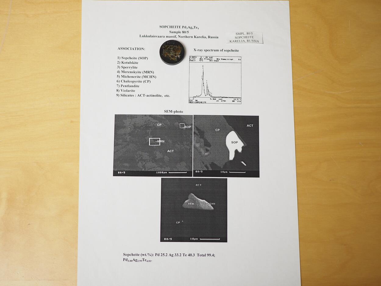 Sopcheite With Kotulskite & Merenskyite & Michenerite