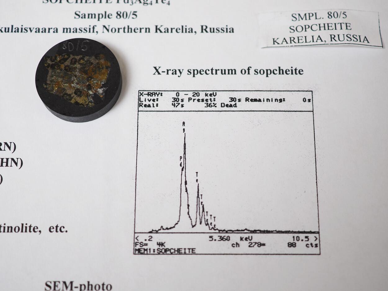 Sopcheite With Kotulskite & Merenskyite & Michenerite