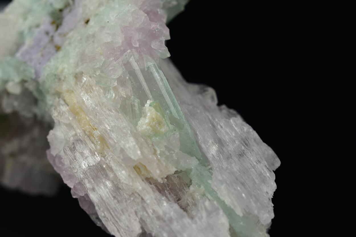 Spodumene Var Kunzite With Tourmaline & Quartz