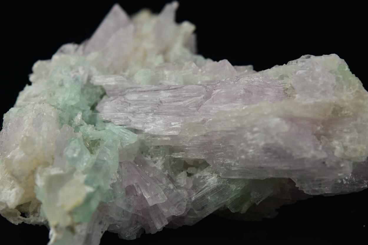 Spodumene Var Kunzite With Tourmaline & Quartz