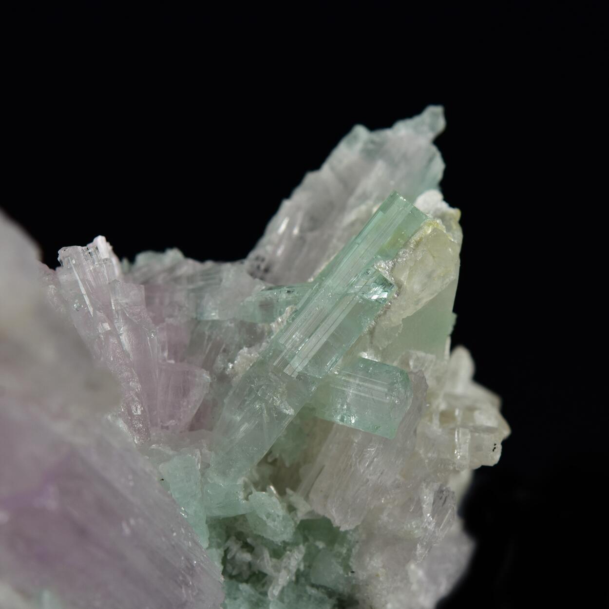 Spodumene Var Kunzite With Tourmaline & Quartz