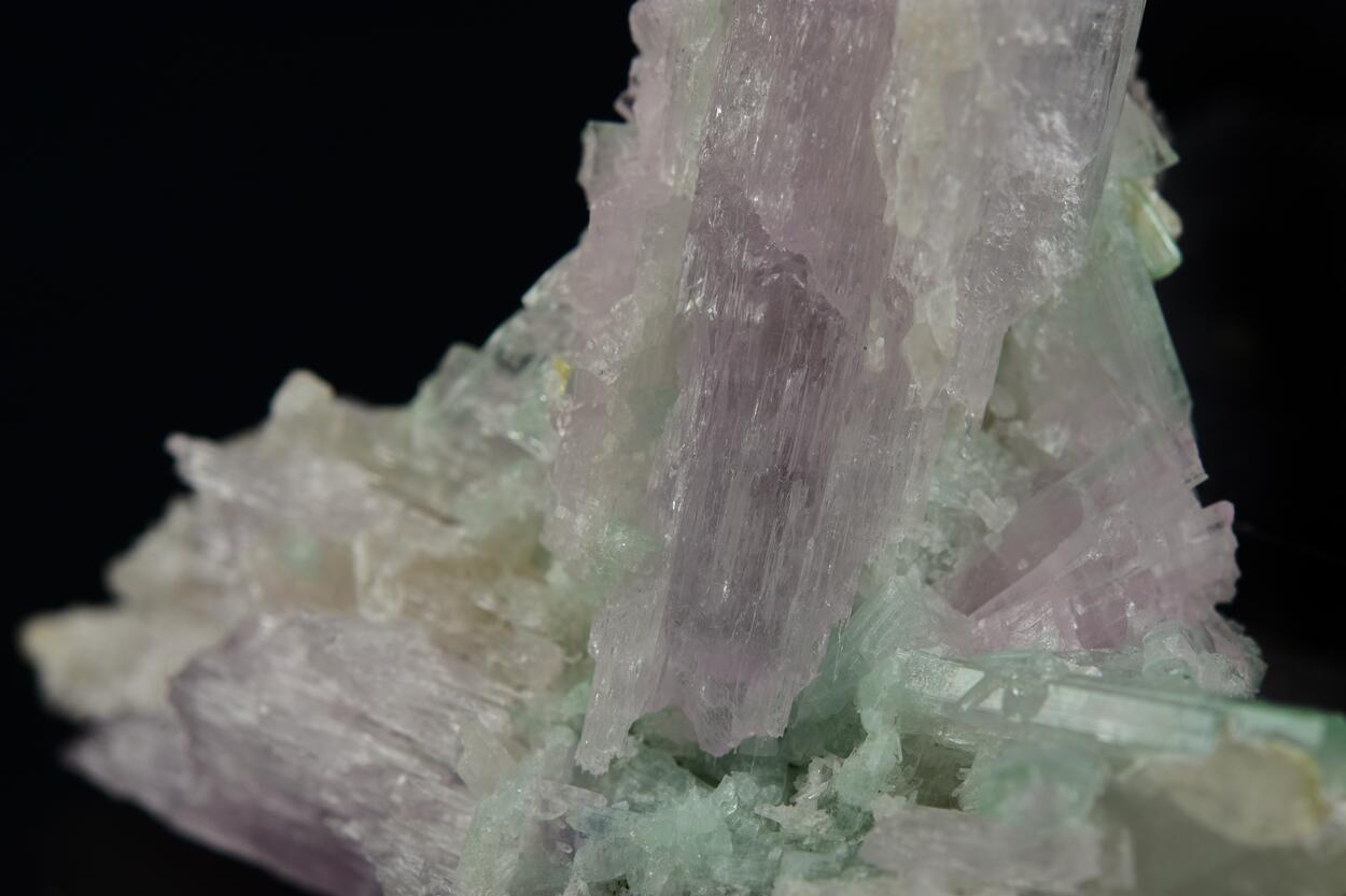 Spodumene Var Kunzite With Tourmaline & Quartz