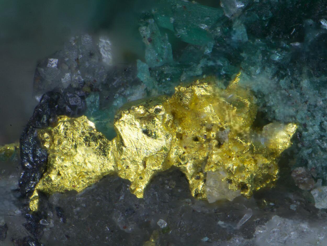 Native Gold On Malachite