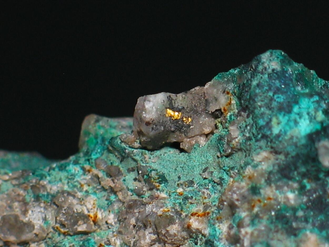 Native Gold On Malachite