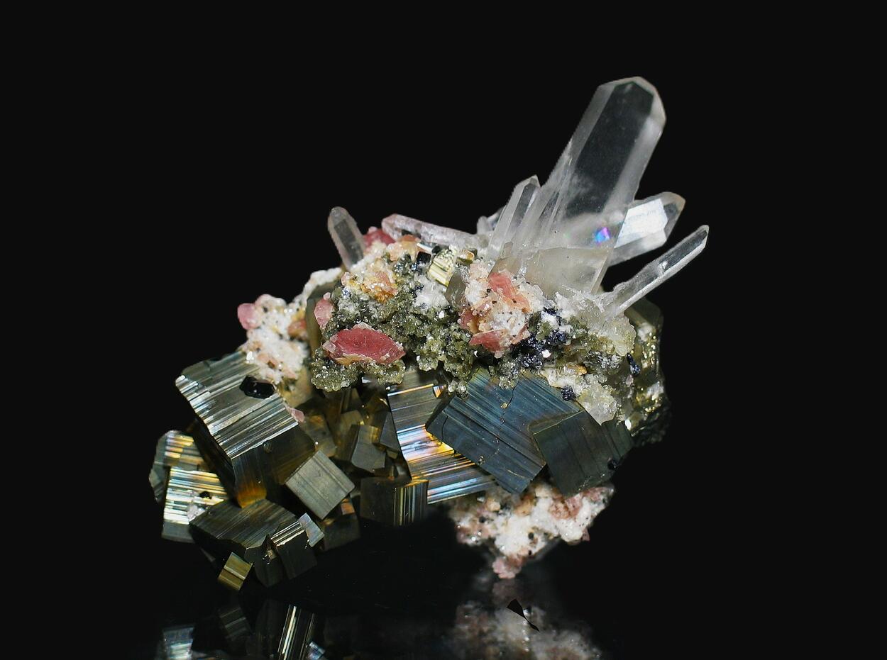 Rhodochrosite Pyrite & Quartz