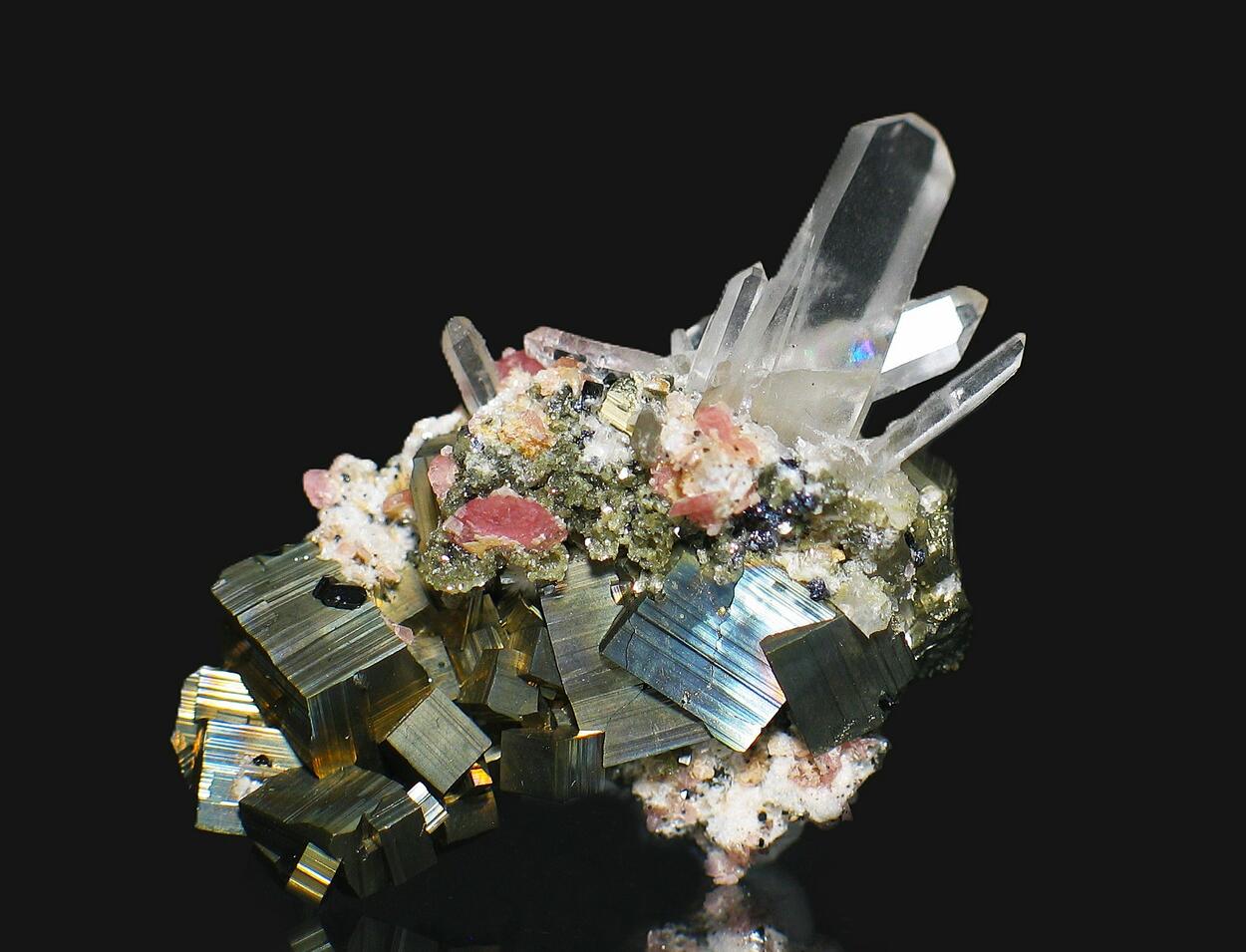 Rhodochrosite Pyrite & Quartz