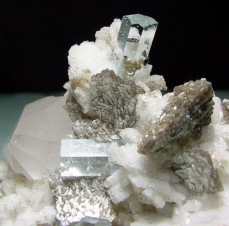 Aquamarine With Tantalite Quartz Muscovite & Albite