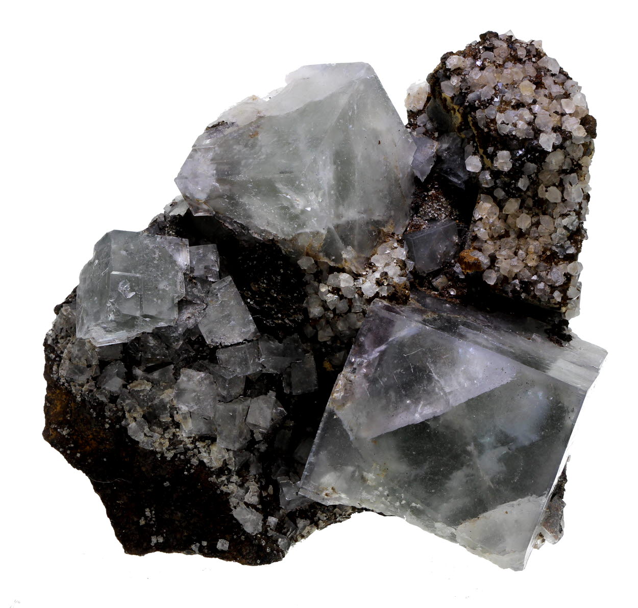 Fluorite With Siderite & Quartz