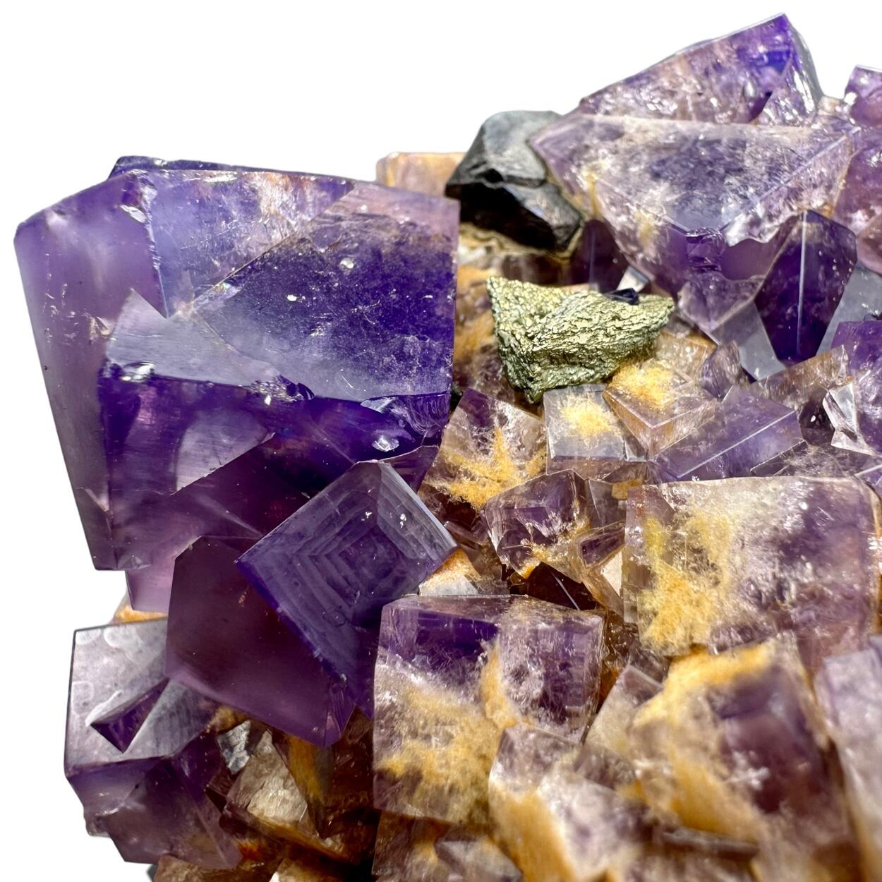 Fluorite & Chalcopyrite On Quartz