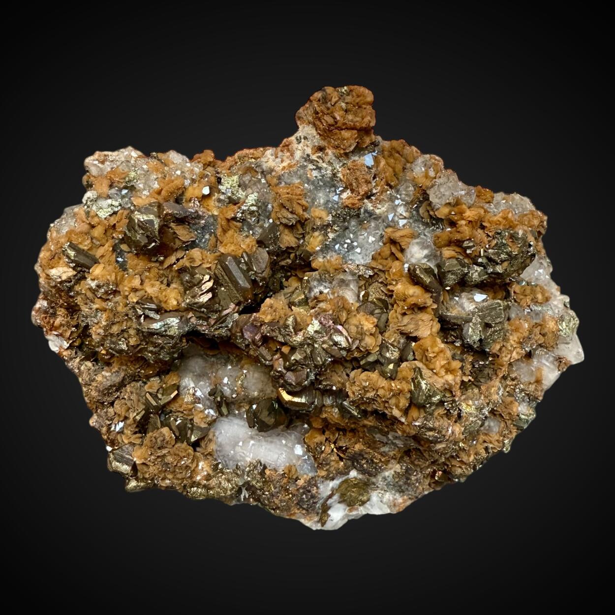 Tetrahedrite Chalcopyrite & Siderite On Quartz