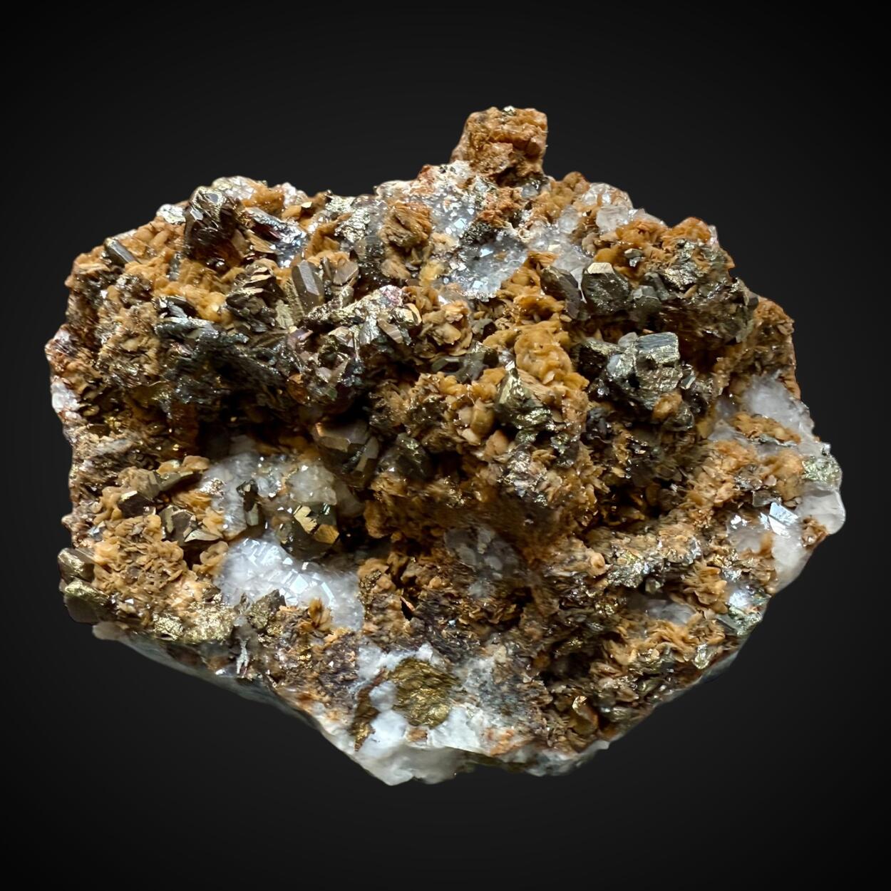 Tetrahedrite Chalcopyrite & Siderite On Quartz