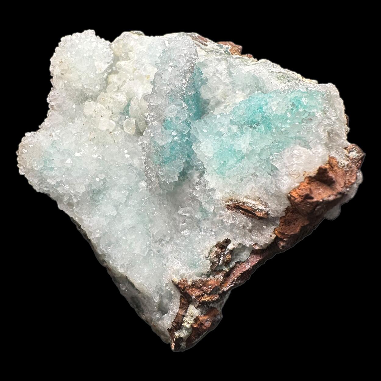 Quartz On Chrysocolla & Calcite