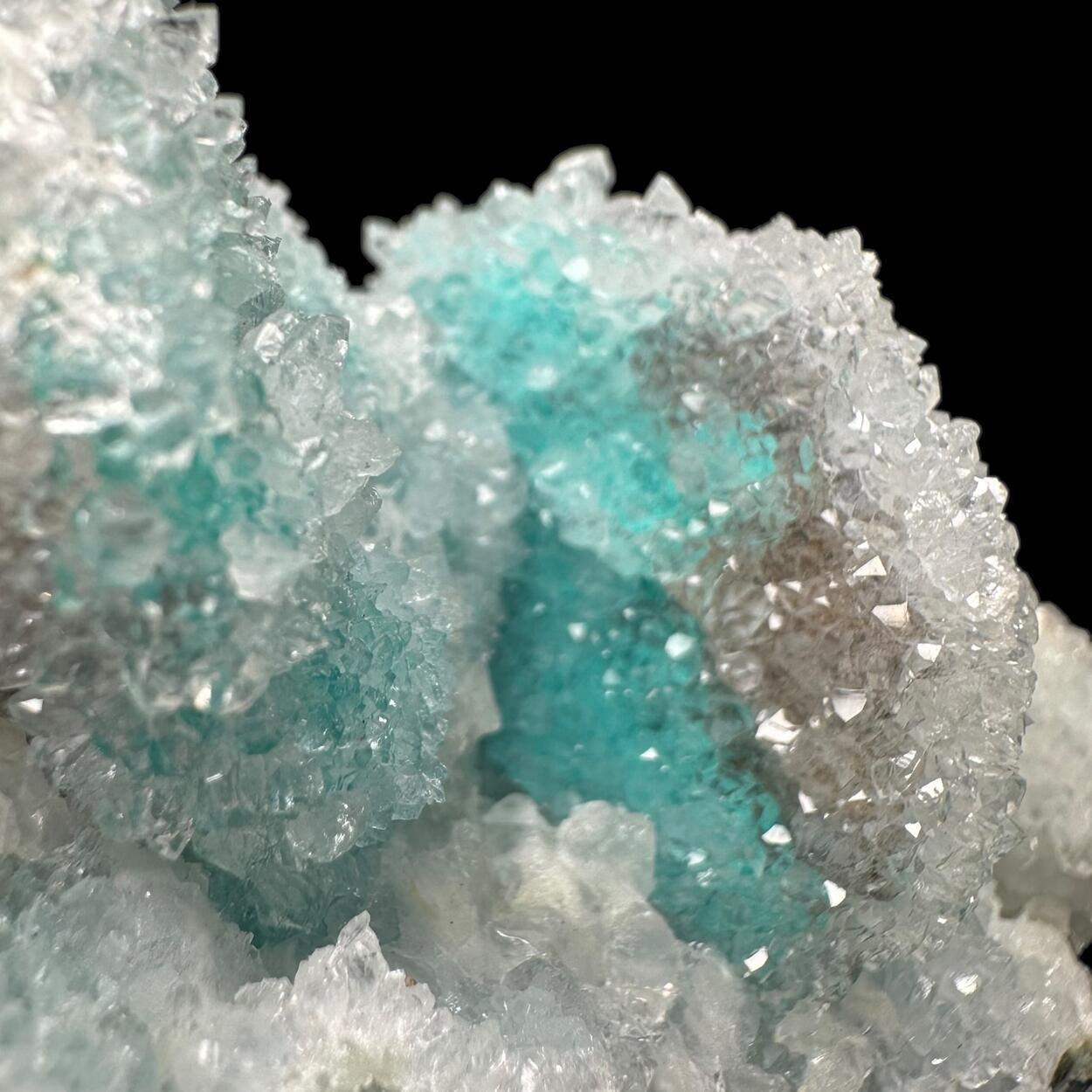 Quartz On Chrysocolla & Calcite