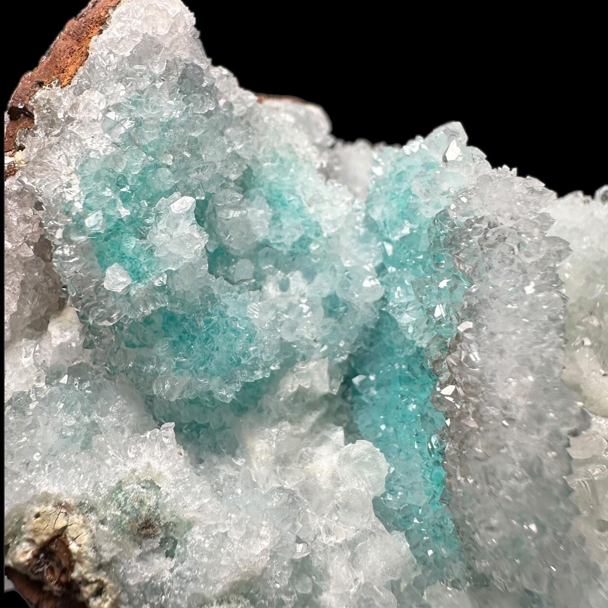 Quartz On Chrysocolla & Calcite
