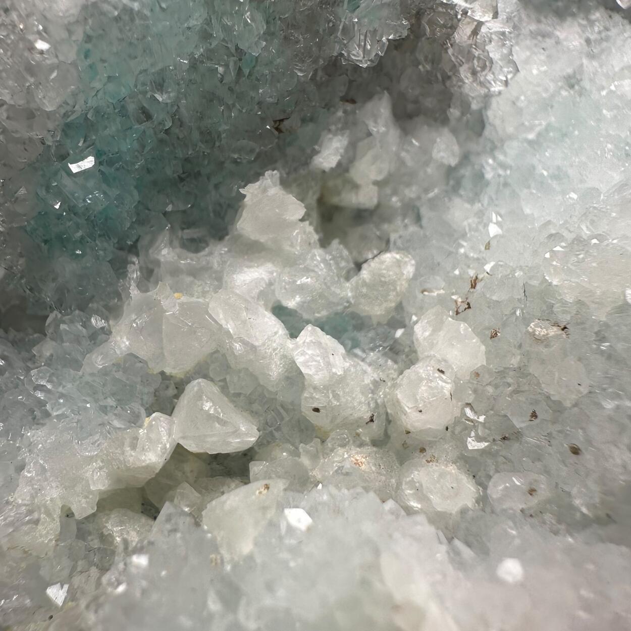 Quartz On Chrysocolla & Calcite