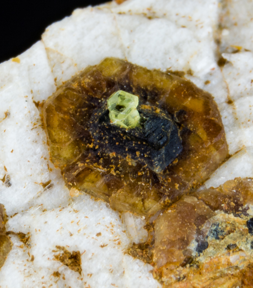 Andradite Melanite & Epidote On Feldspar