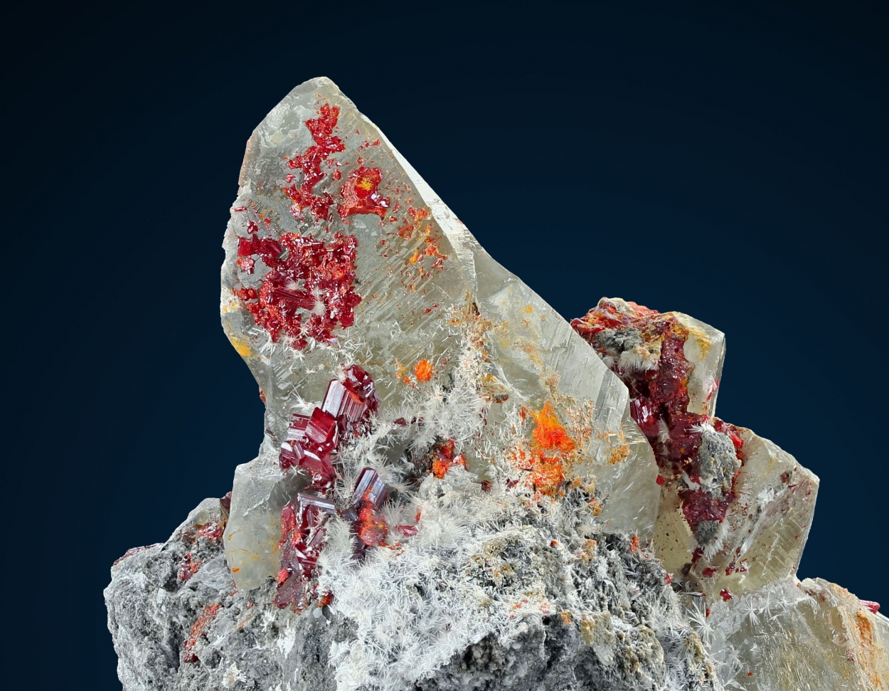 Calcite With Realgar & Picropharmacolite