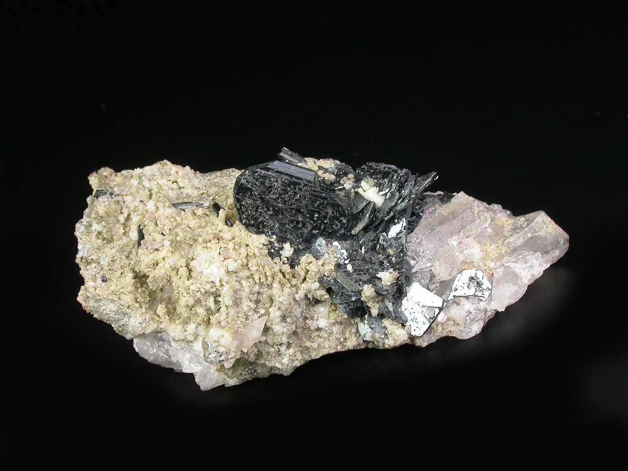 Hematite Rutile Schorl Calcite Adularia & Quartz