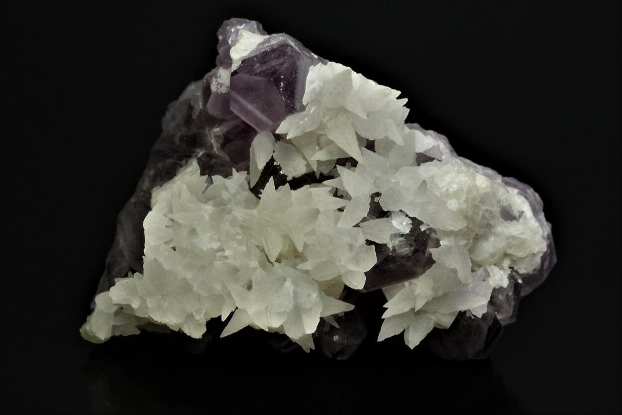 Calcite On Amethyst