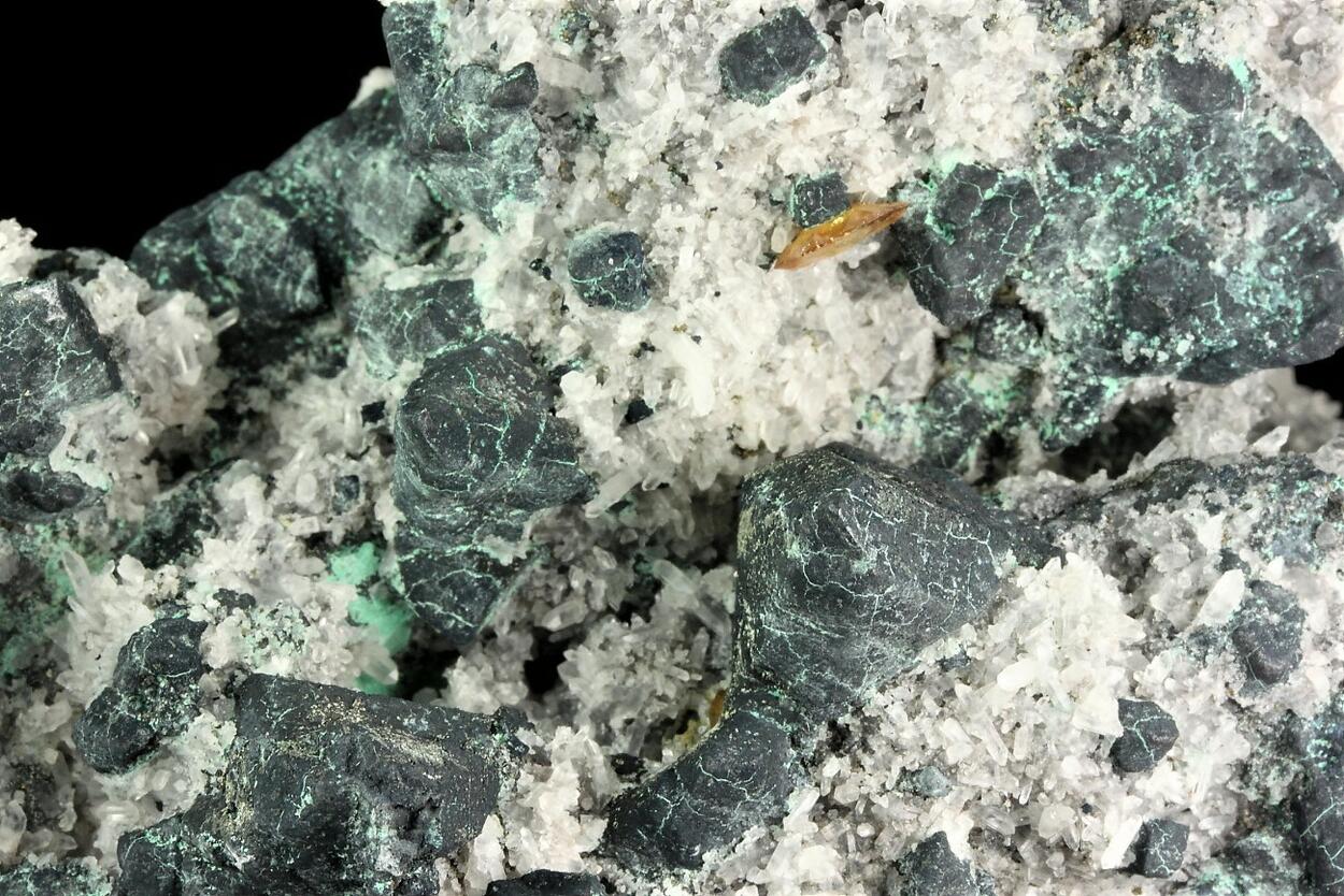 Tennantite & Wulfenite On Quartz
