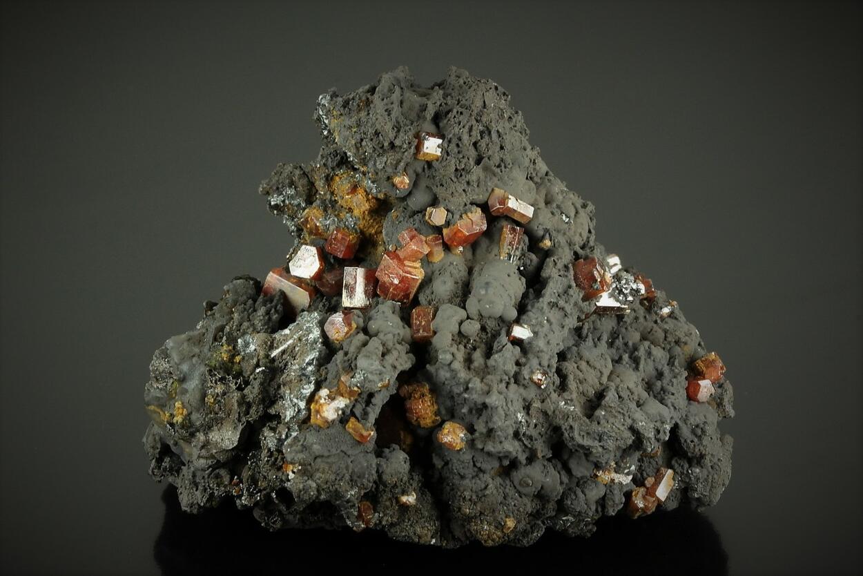 Vanadinite On Pyrolusite
