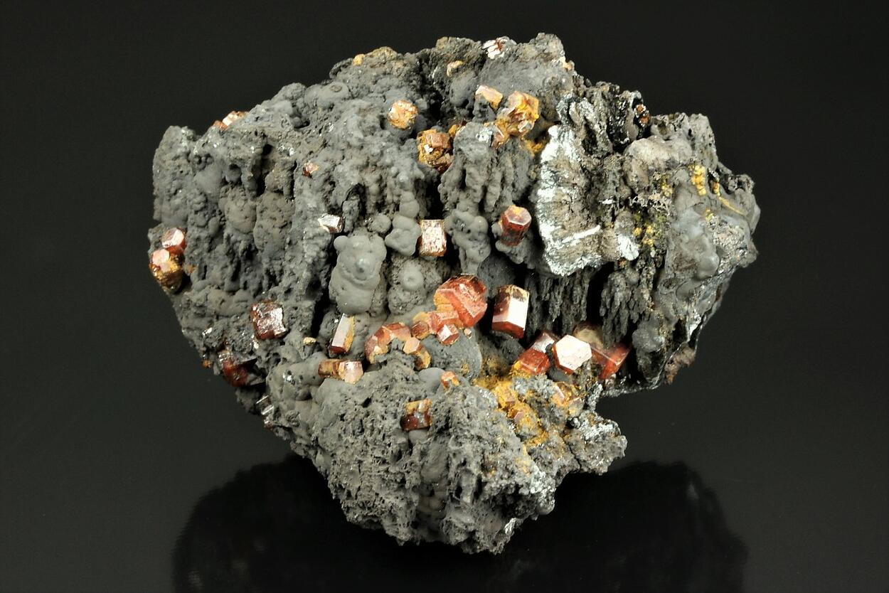 Vanadinite On Pyrolusite