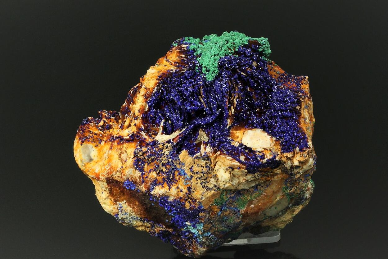 Azurite On Baryte & Fluorite