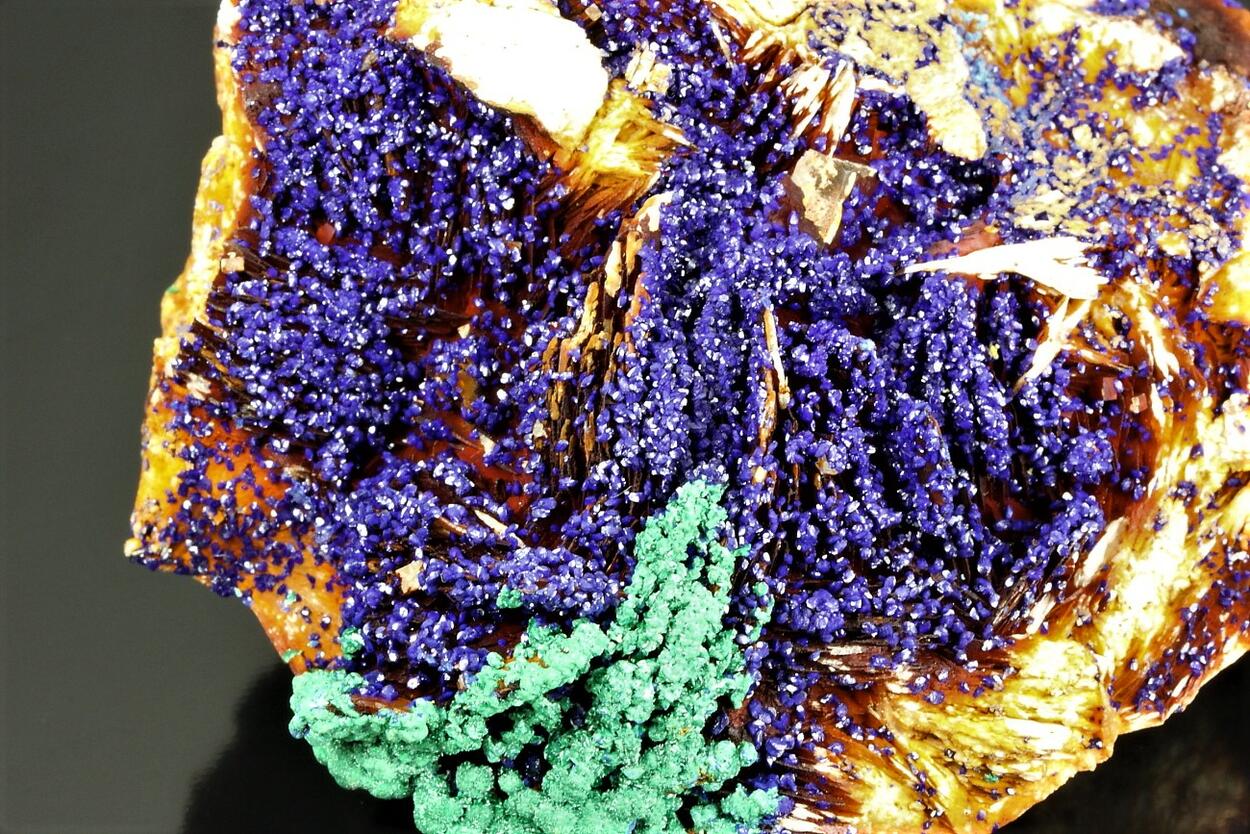 Azurite On Baryte & Fluorite