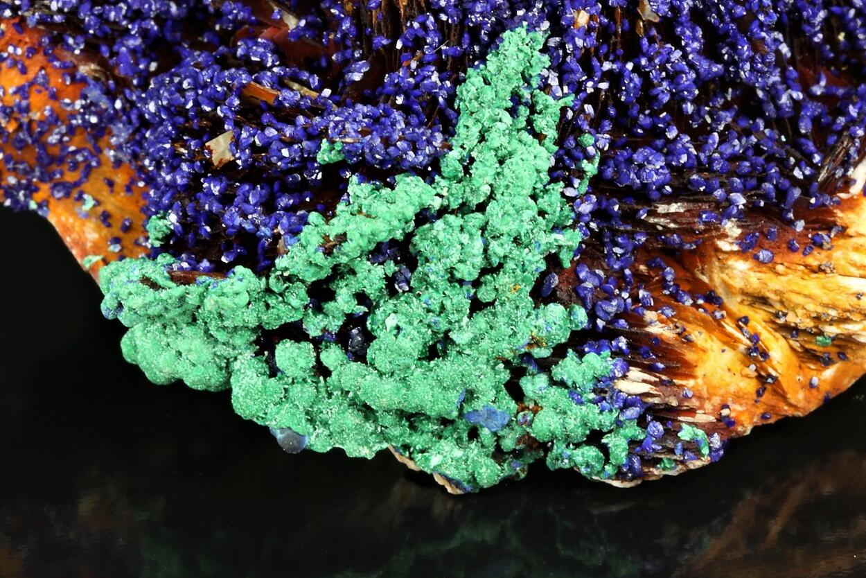 Azurite On Baryte & Fluorite