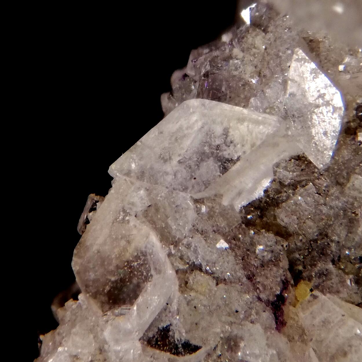 Bertrandite & Fluorite On Smoky Quartz